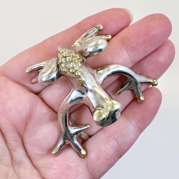 Frog Pendant, Sterling Silver, Vintage: Electroform Dimensional Tree Frog Large - Picture 2 of 7